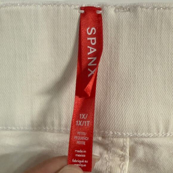 Spanx 1X Seamed Front Wide Leg Jeans Stretch High Rise Core Shaping Ecru White - Picture 4 of 12